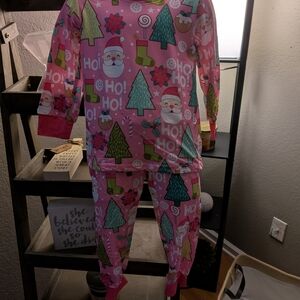 Boutique 9 Festive Pink Santa Pajama Set